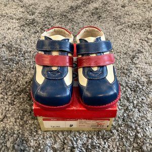 Boys See Kai Run Blue and Cream Velcro Sneakers
